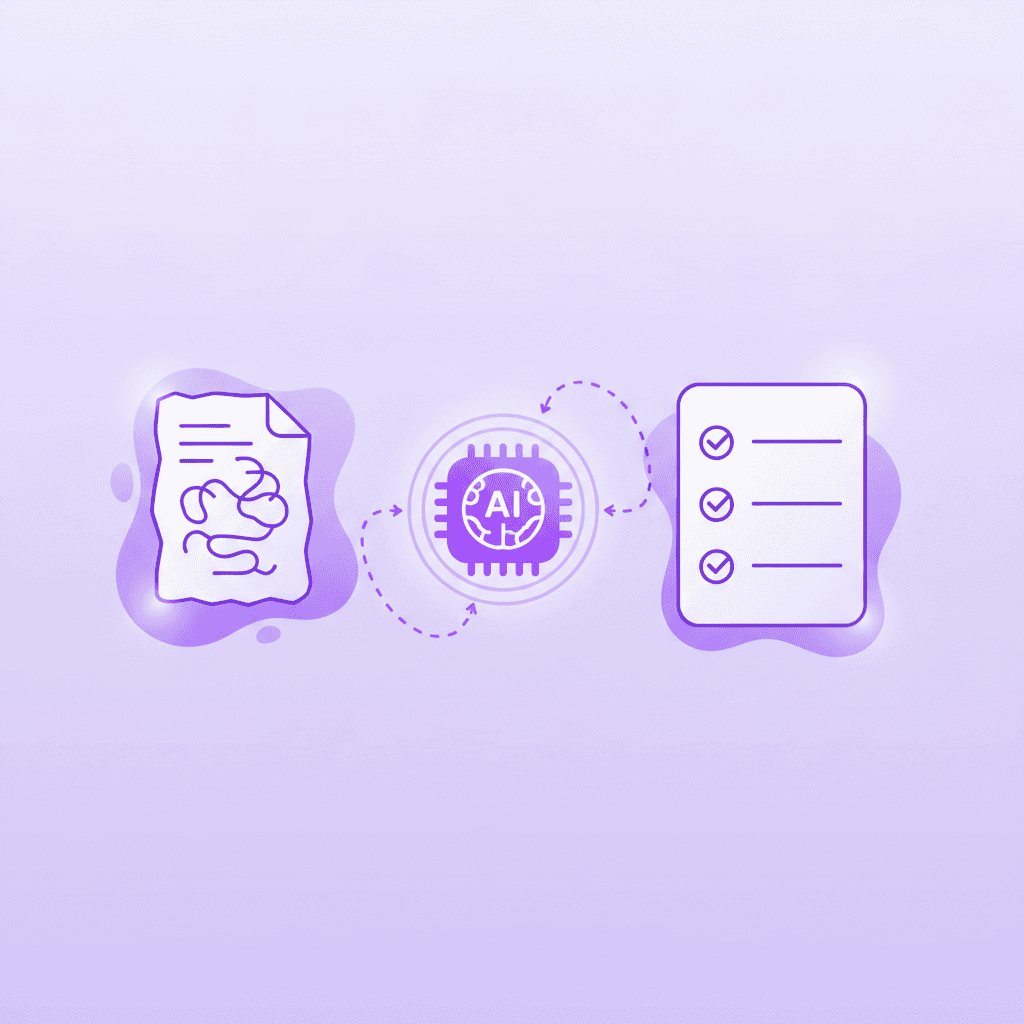 Visual representation of AI summarization tools condensing lecture notes into study guides