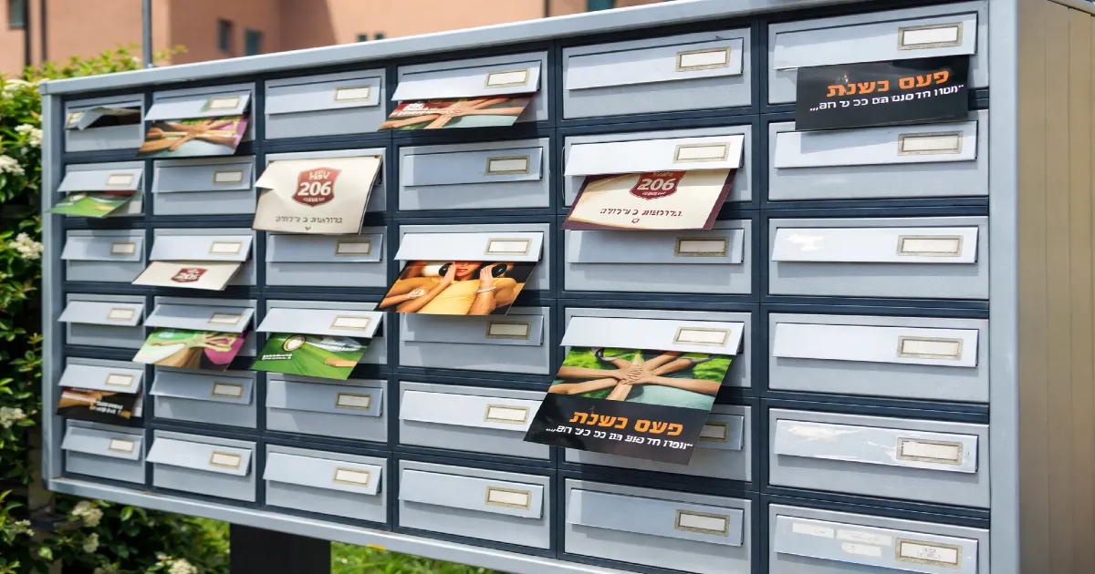פלאיירים בתיבות דואר בבניין מגורים — הפצת עלונים מקצועית לבתי אב