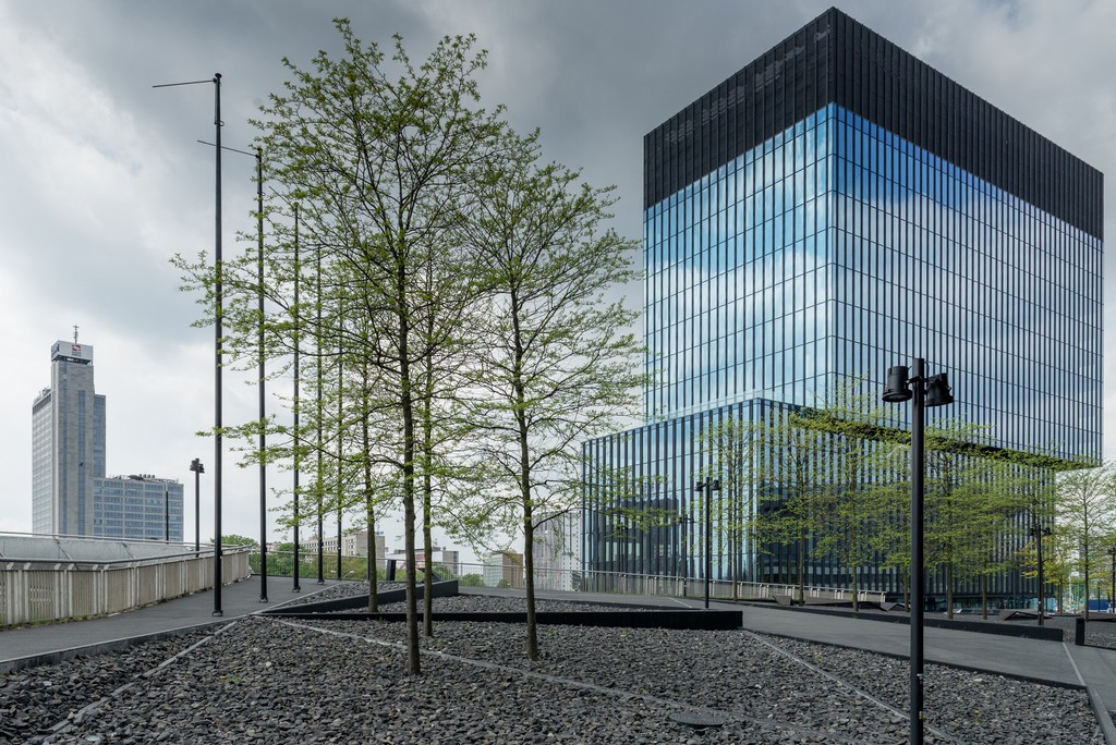 szklany budynek w pochmurny dzień