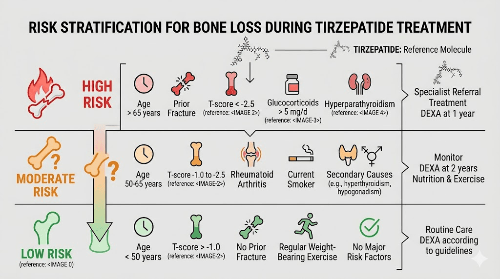 Tirzepatide bone loss risk categories by patient profile