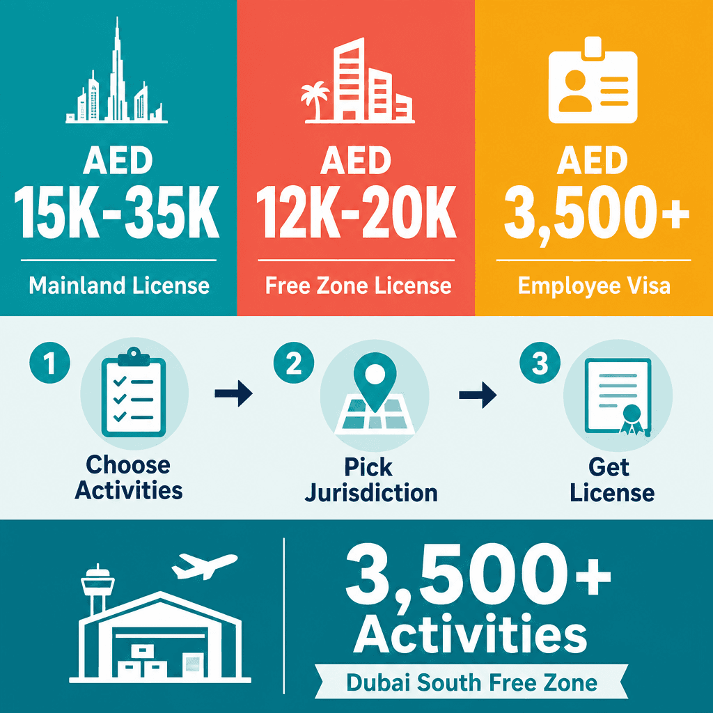 Infographic: Dubai Company Formation in 2026: Costs, Legal Steps, and License Comparison
