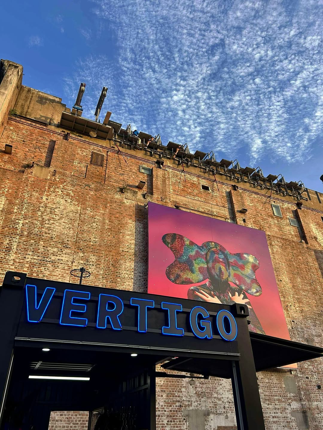 17m high restaurant Vertigo on the edge of the Brisbane Powerhouse building