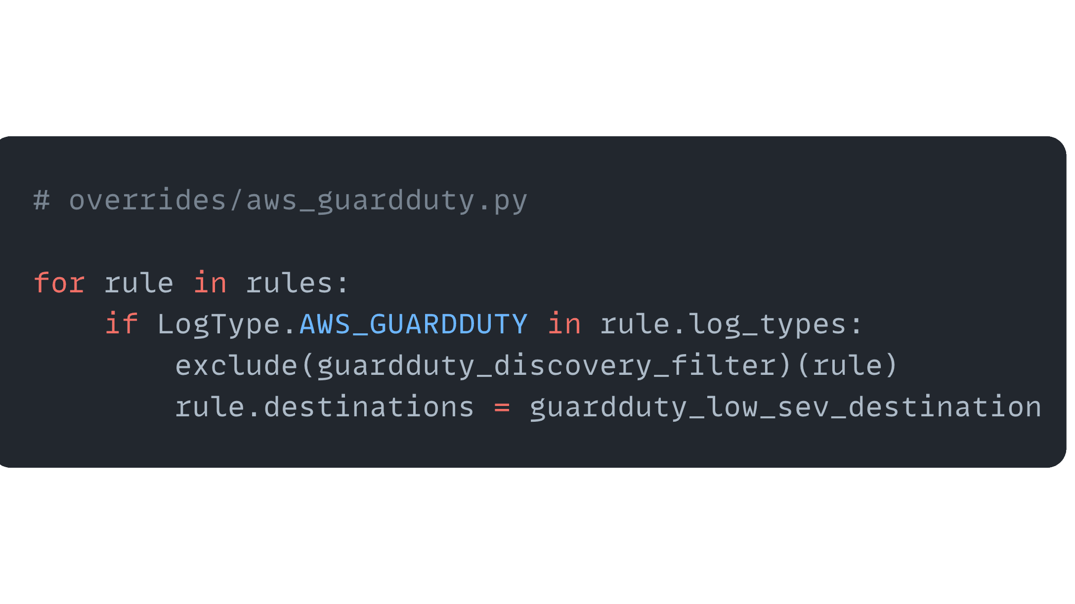 applying a routing filter to GuardDuty rules