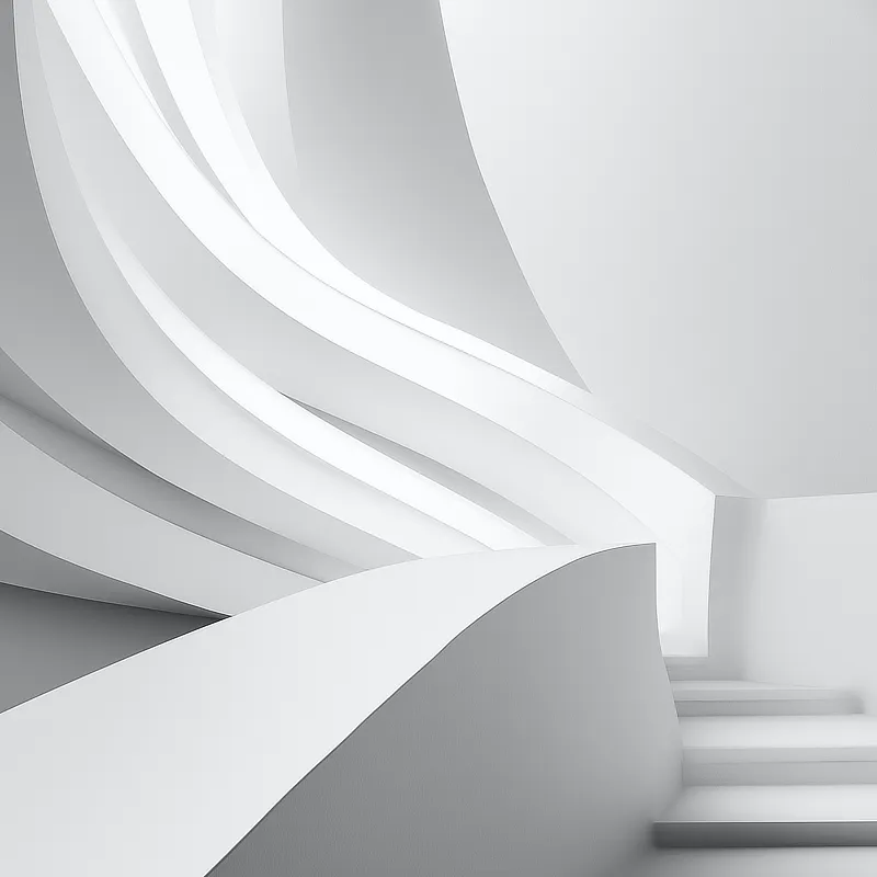 Weiße geschwungene Treppe in einem modernern Bürogebäude