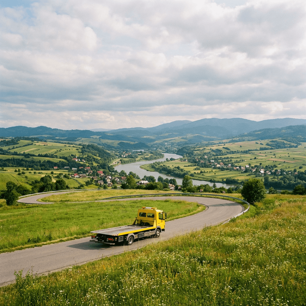 droga w Podegrodziu w kierunku Starego Sącza