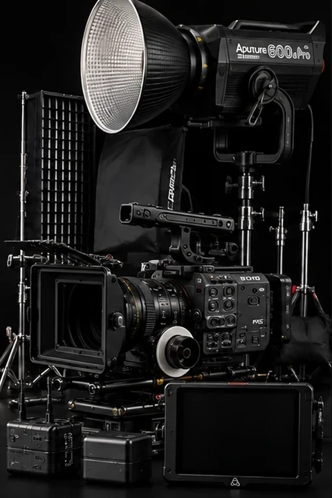 Cinema Pro kit: cinema camera, Aputure 600d Pro light, grip, monitor and accessories