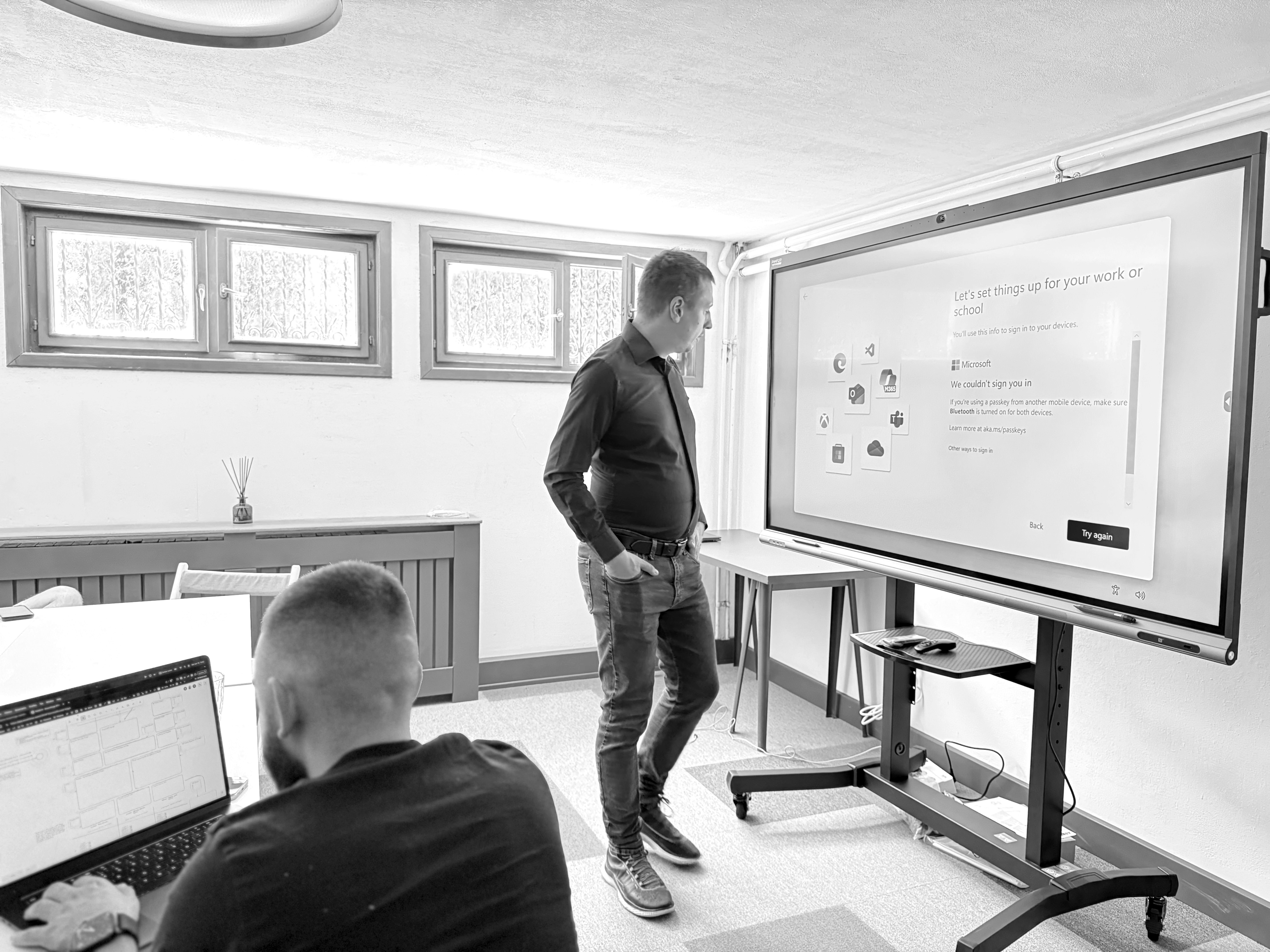 Dreamforge team workshop session in Belgrade office, discussing strategy roadmap