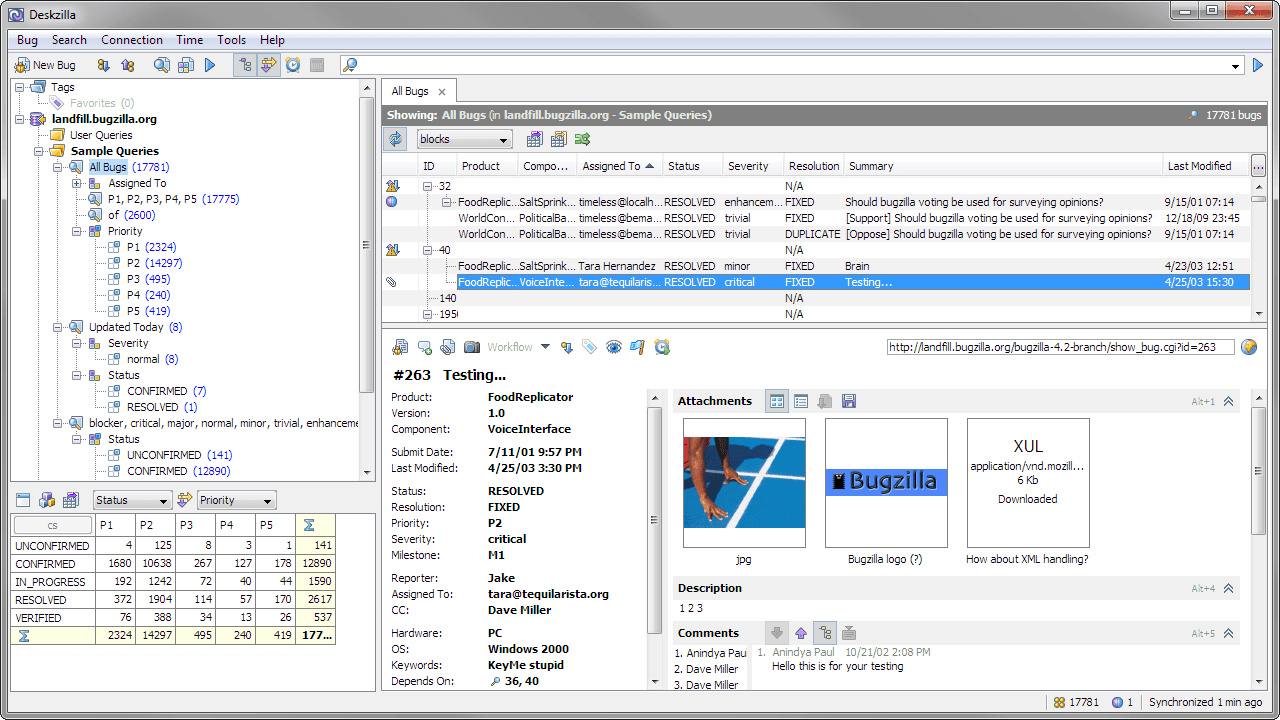 Bugzilla is a tried-and-true, open-source bug tracking tool.