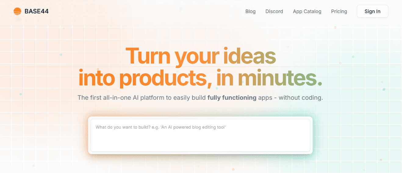 Interface da ferramenta Base44
