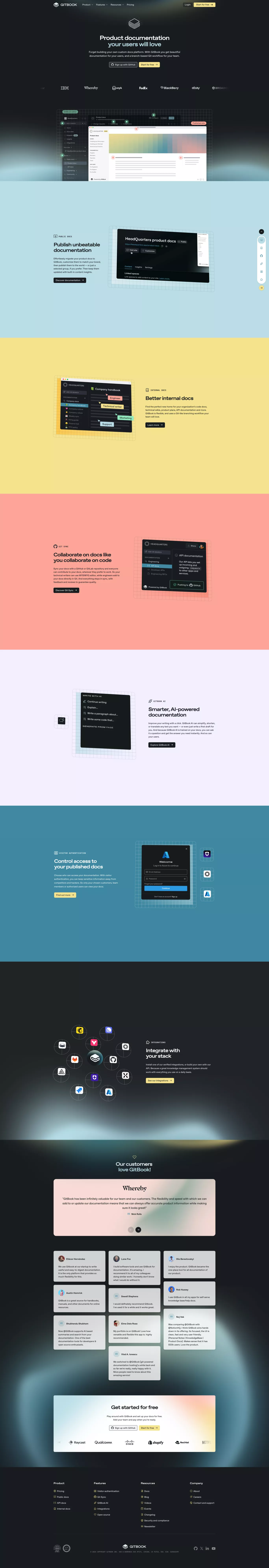 GitBook landing page screenshot showcasing Tech design