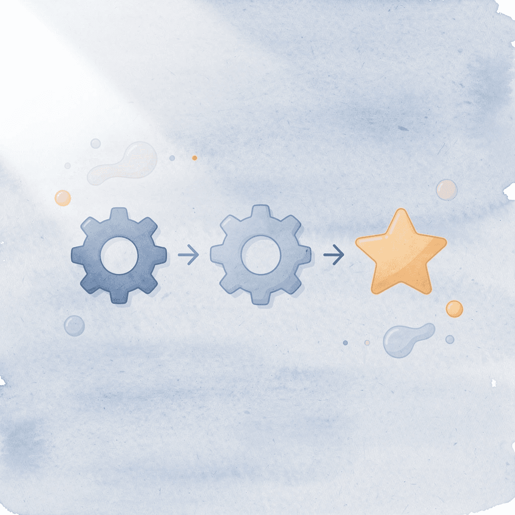 Three connected gears representing workflow efficiency