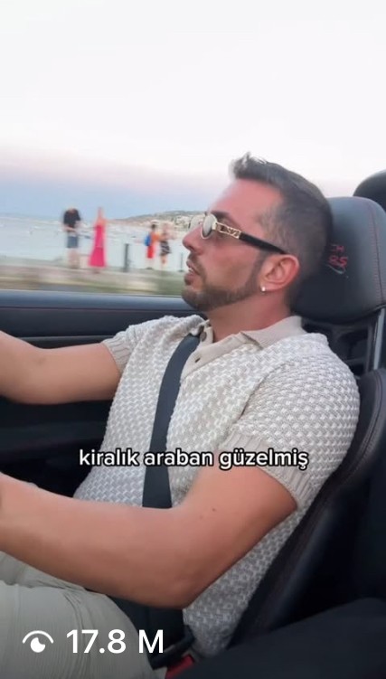 outtake from viral Instagram reel. igaming streamer driving a car.