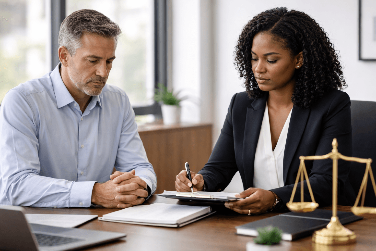 man meeting with female professional