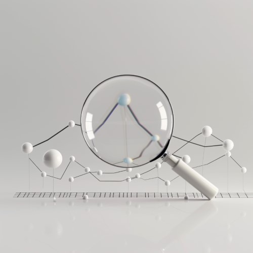 Eine Lupe, welche einen Teil eines Graphen vergrössert.