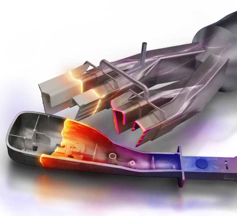 Simulation von Extrusion und Spritzguss mit Temperaturverteilung
