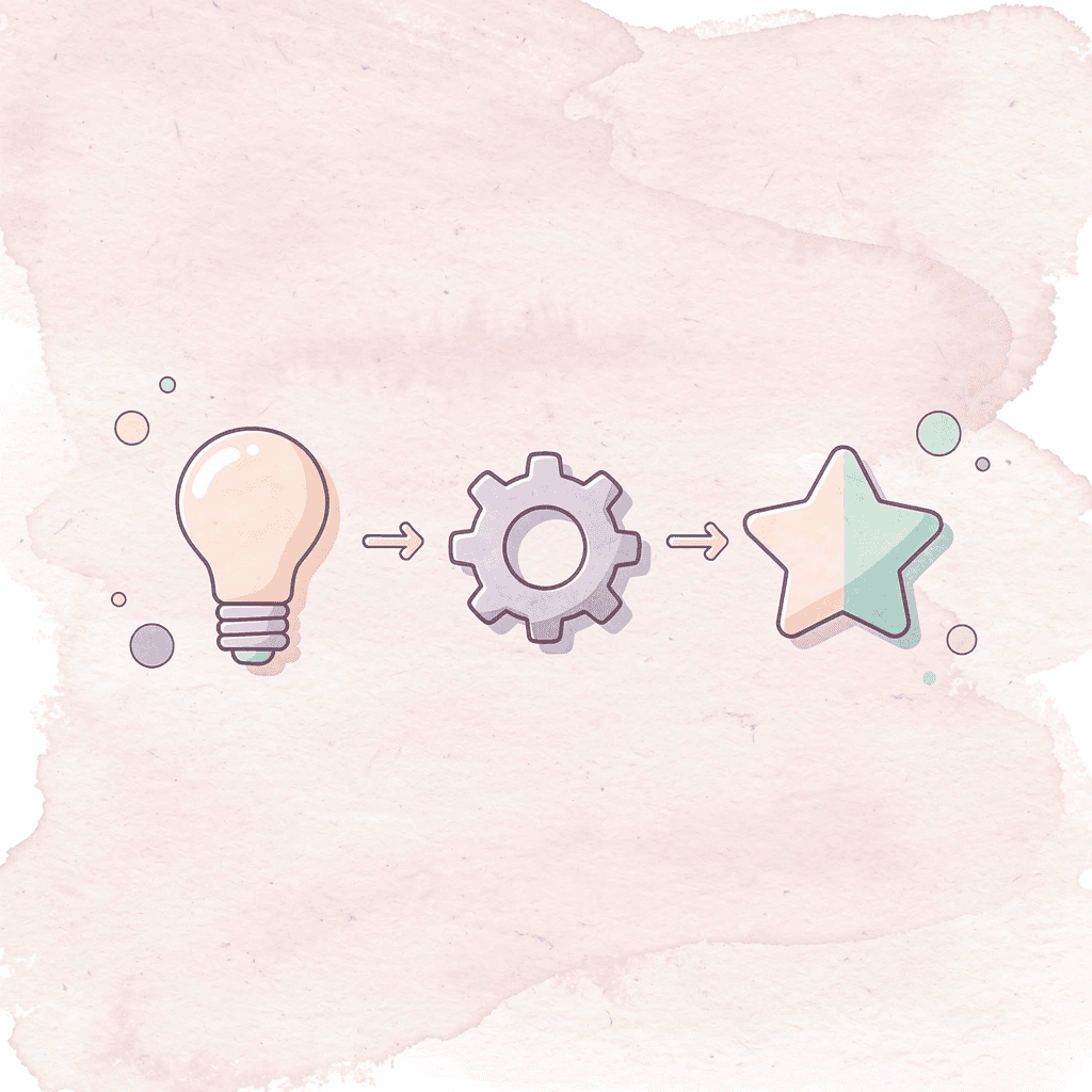 Three icons showing progression from daily practice to brain development to communication