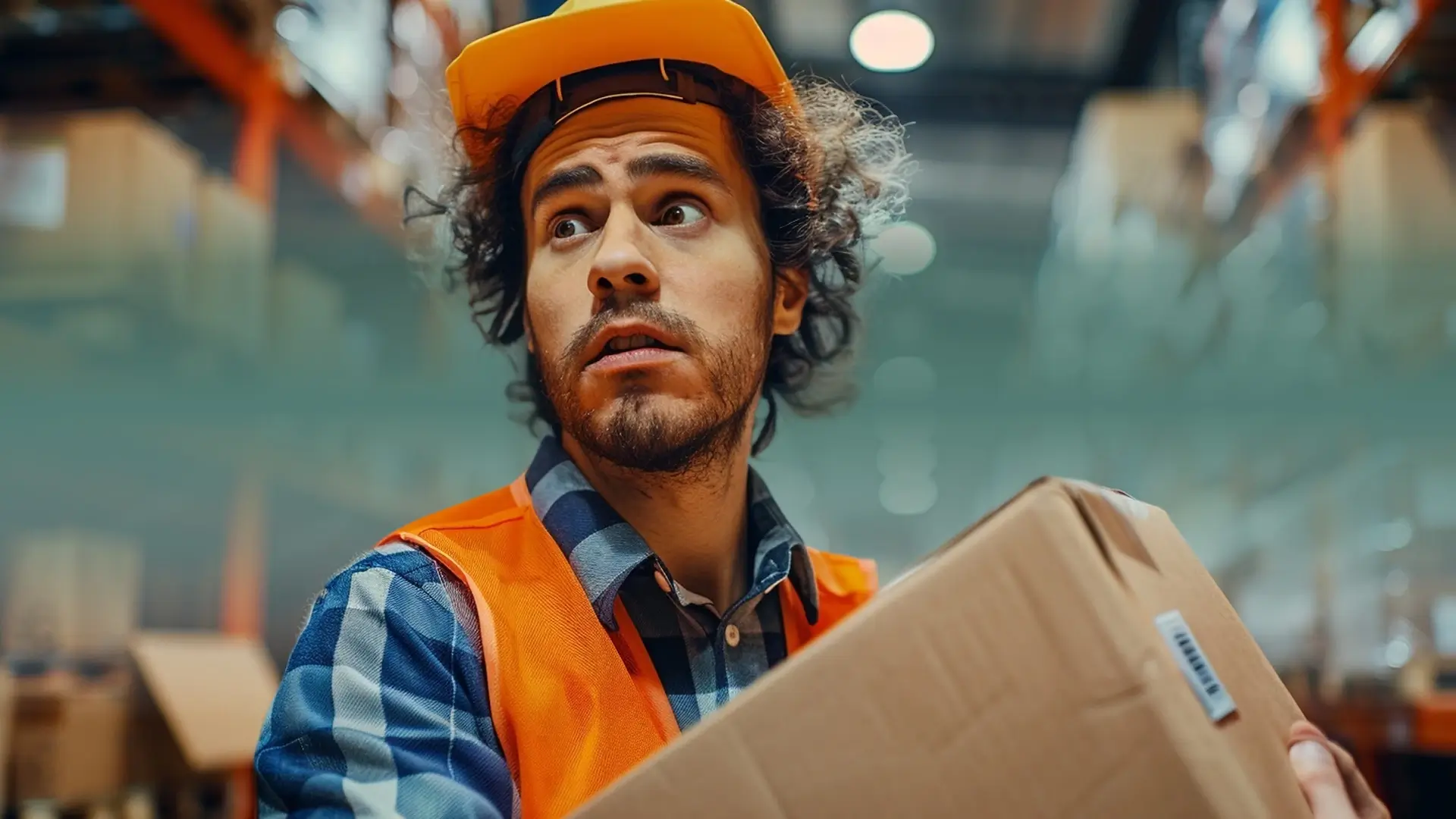 Man in warehouse has lot of problems