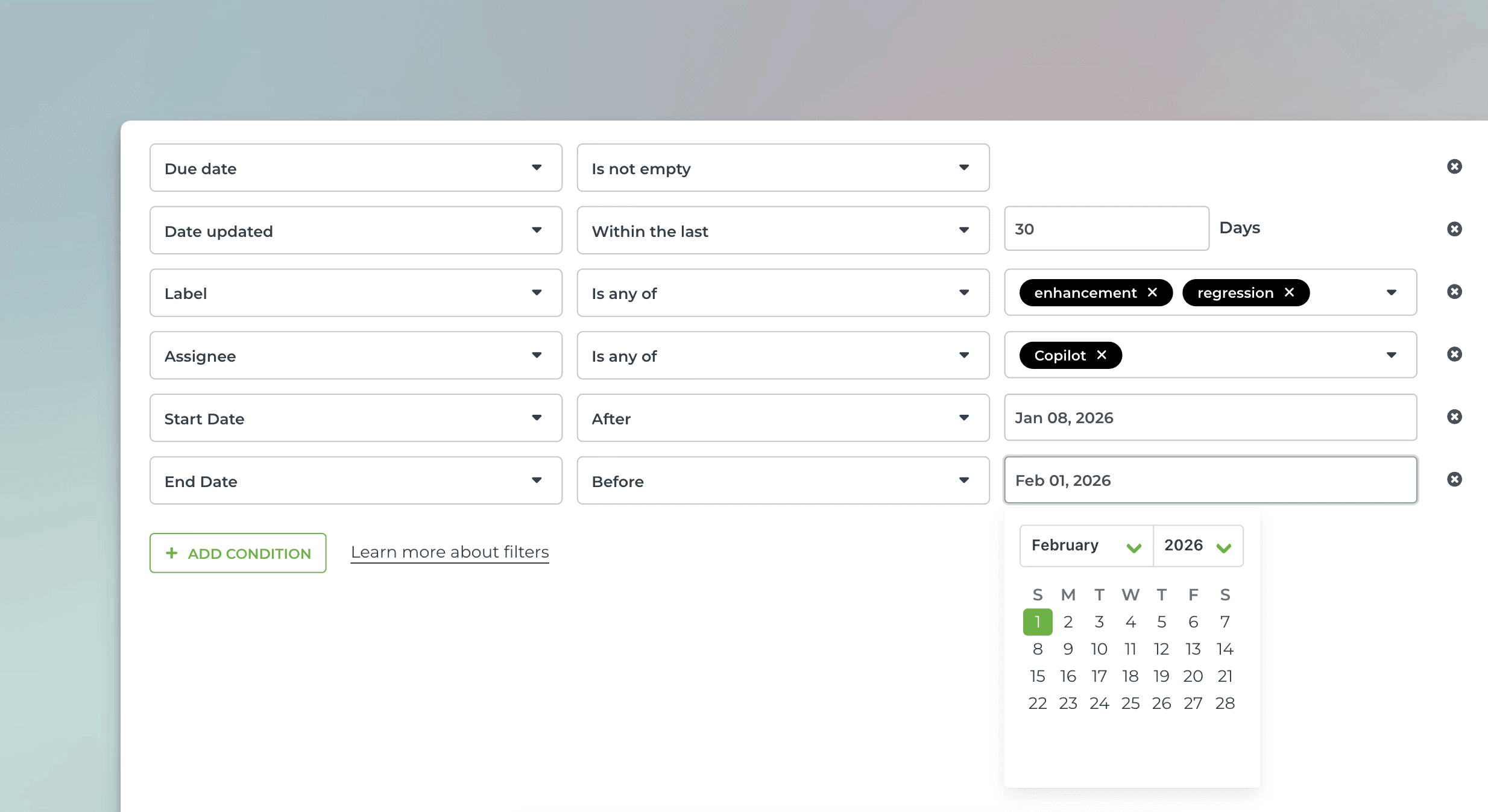 Set advanced filters
