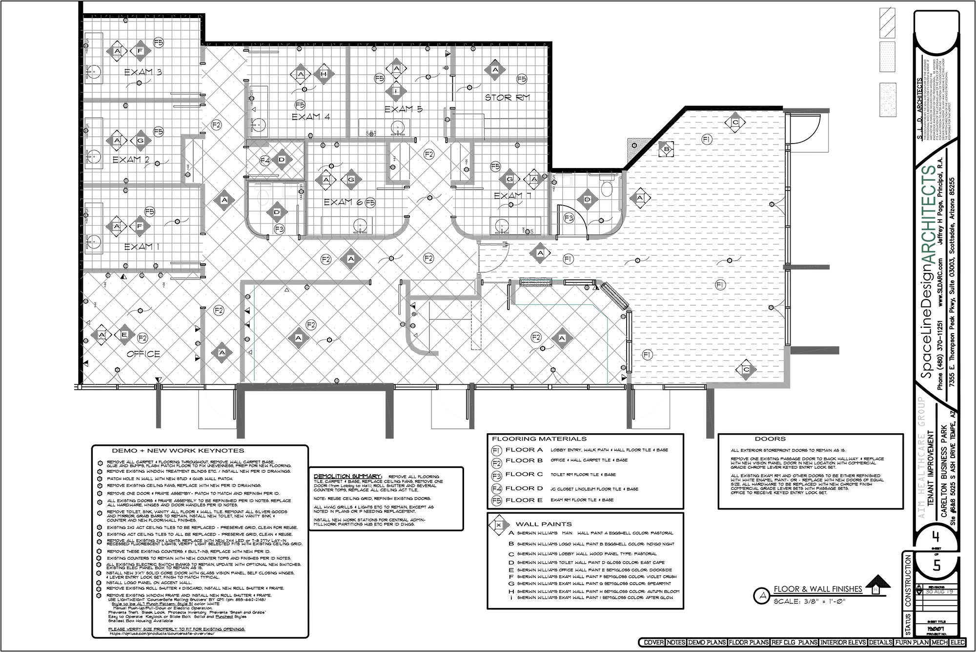 Floor plan of health spa by SLD Architects, showcasing exam rooms and office.