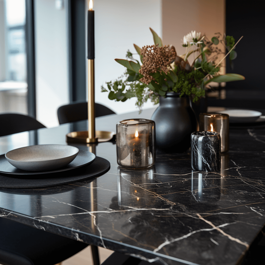 Modern Black Marble Dining Table - Uniiqo Berlin