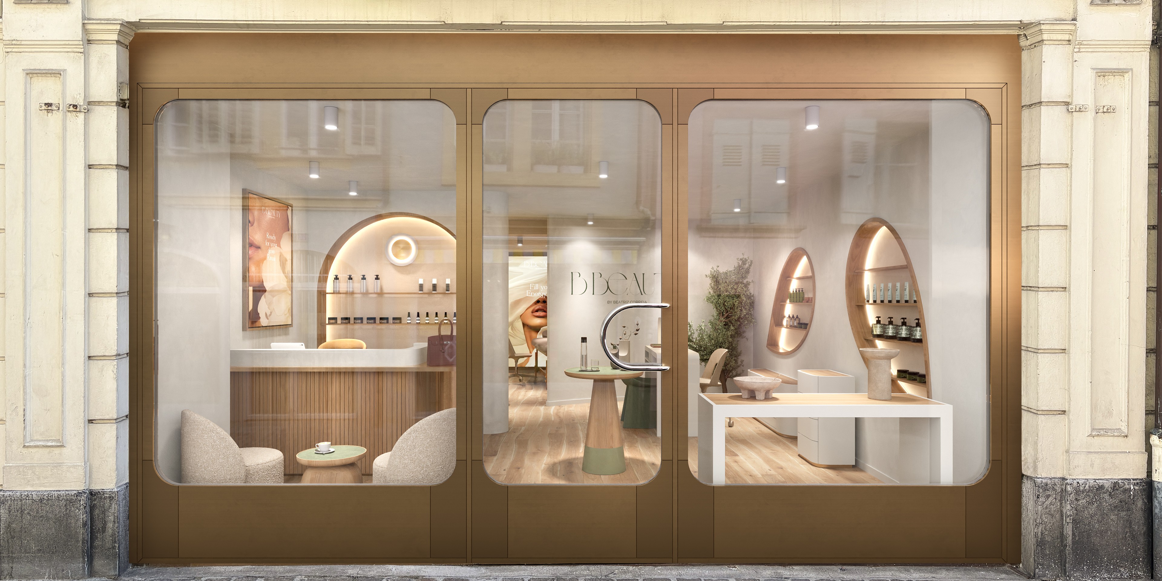 Vitrine salon de beauté design 