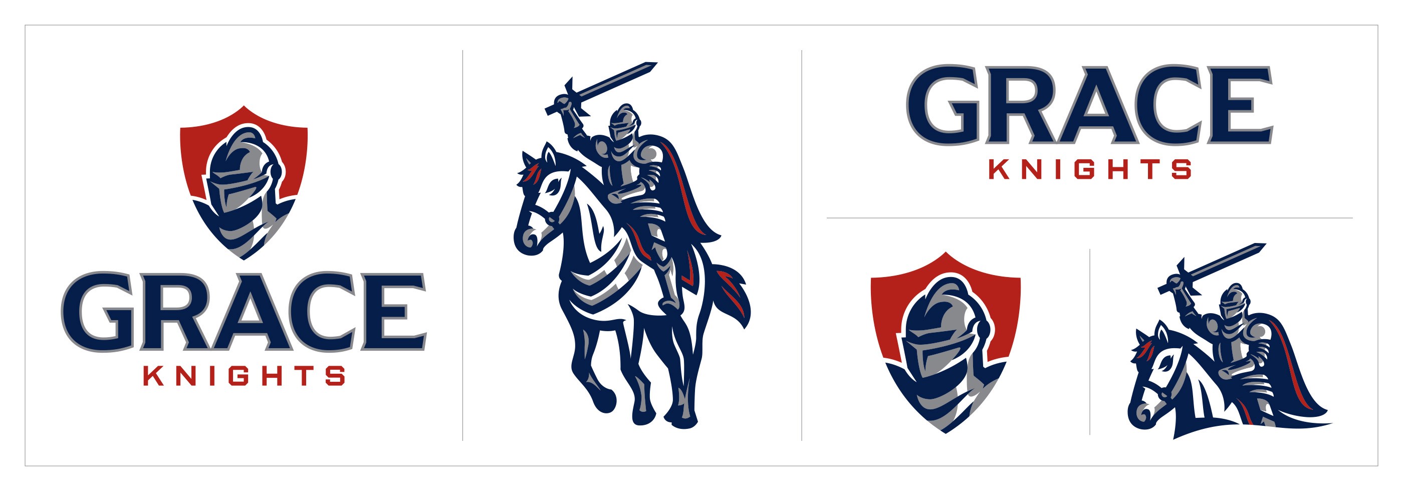Grace Academy logo system on whiet background.