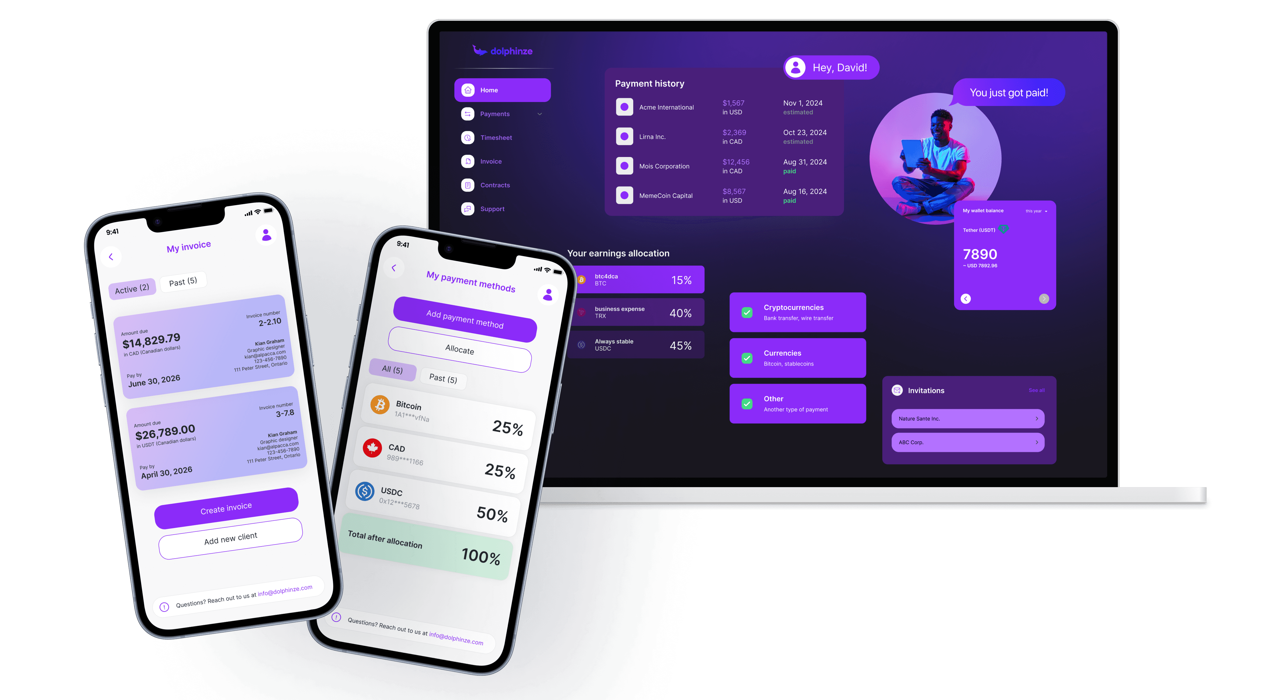 Contractor dashboard and 2 features from the platform