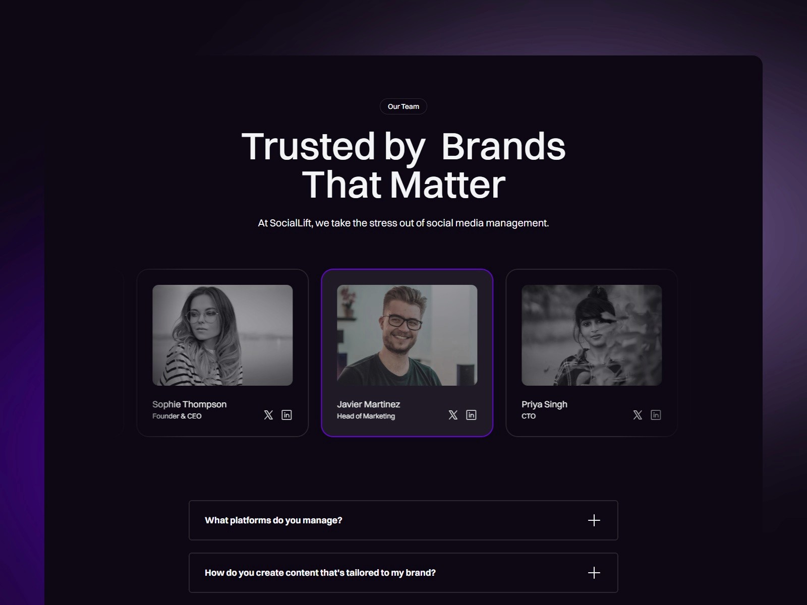 SocialLift — 高级暗黑极简创意机构官网设计灵感