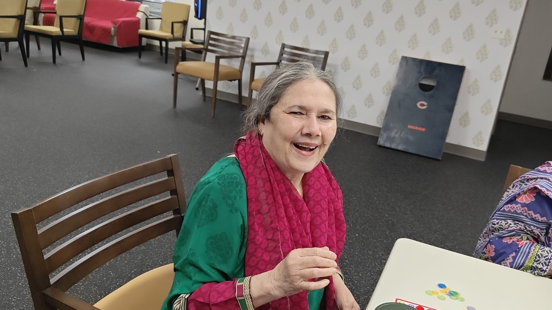 A member laughing during games