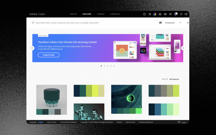 Adobe Color CC homepage