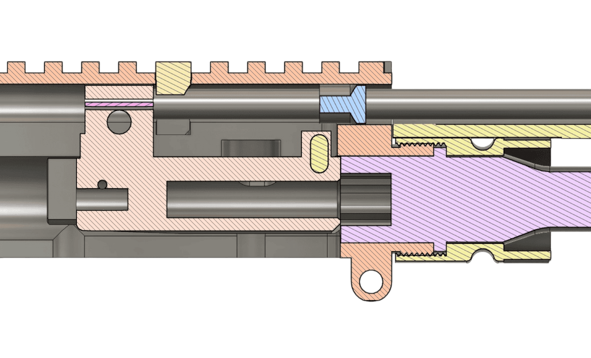 Cross Section Showing Rear Attachment of the Piston Rod and Piston Guide Grommet