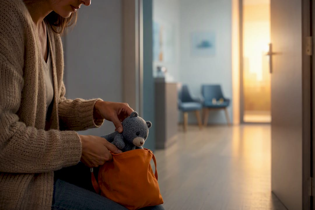 La cuidadora prepara un juguete para la consulta de autismo