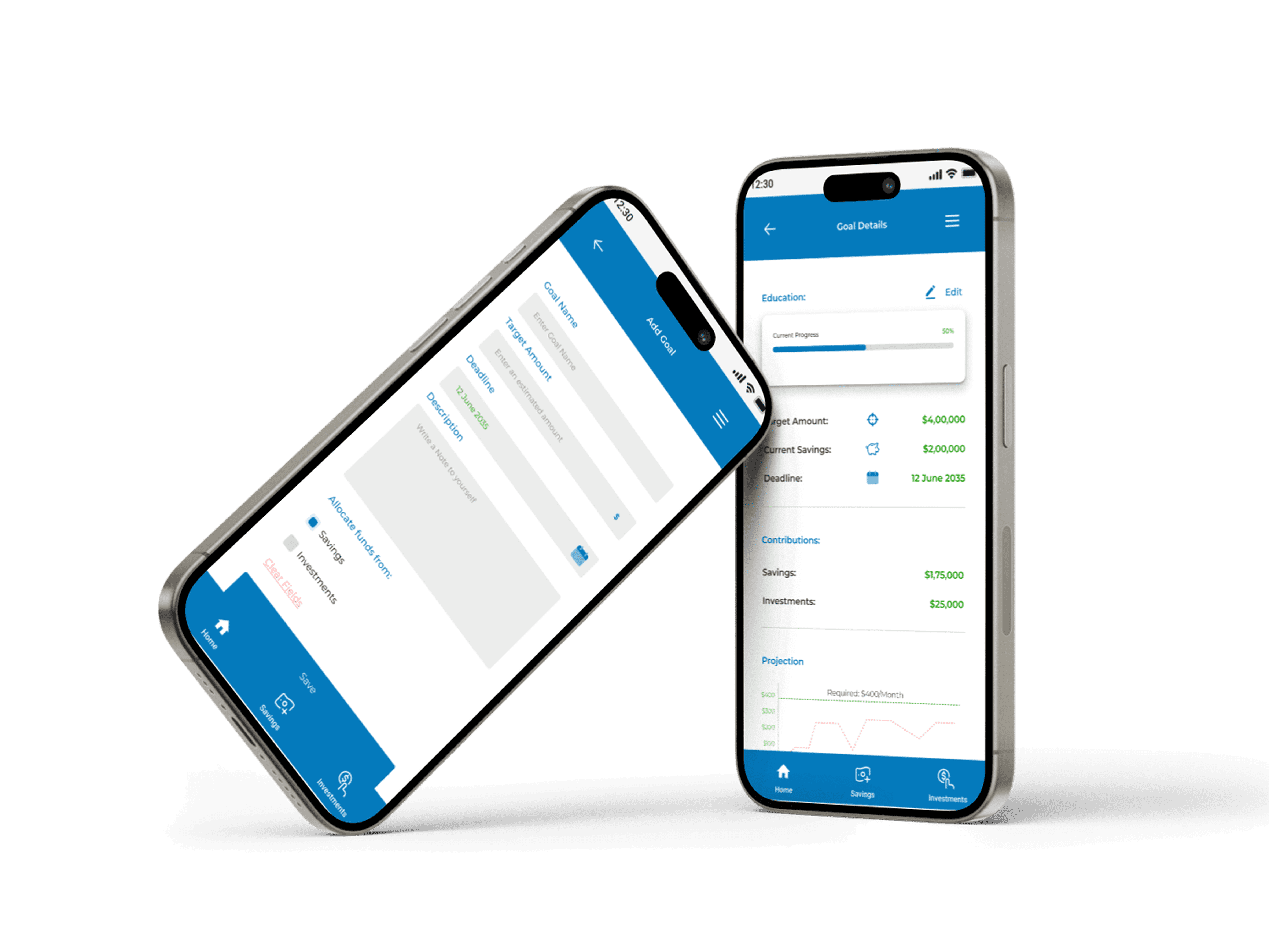 Saving mobile app design UI UX Mockup