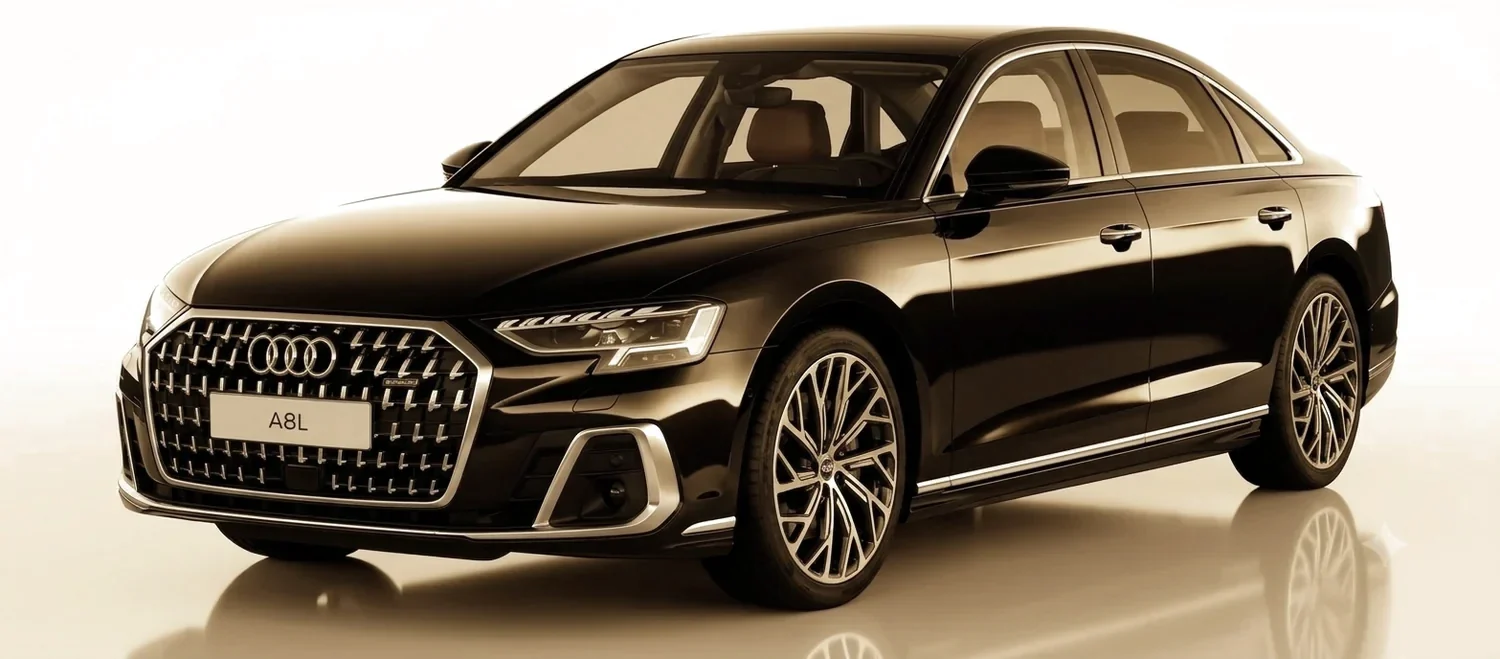 Audi A8 Lang in Schwarz für den Chauffeurservice in Frankfurt