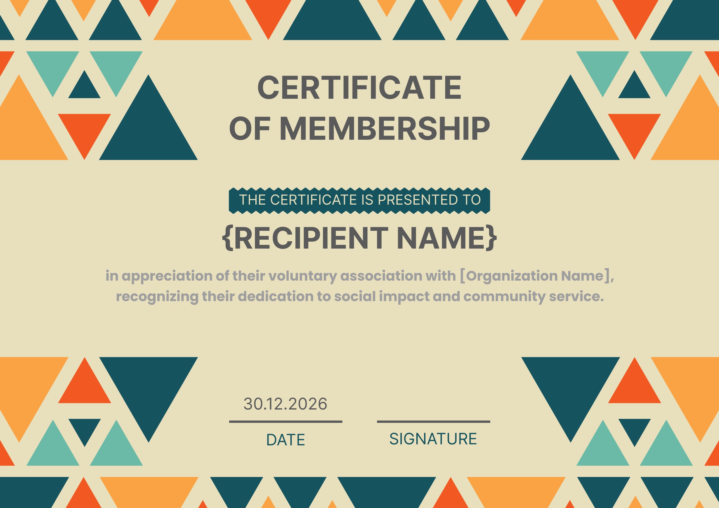 Wauld - Traditional and multicolored certificate of membership