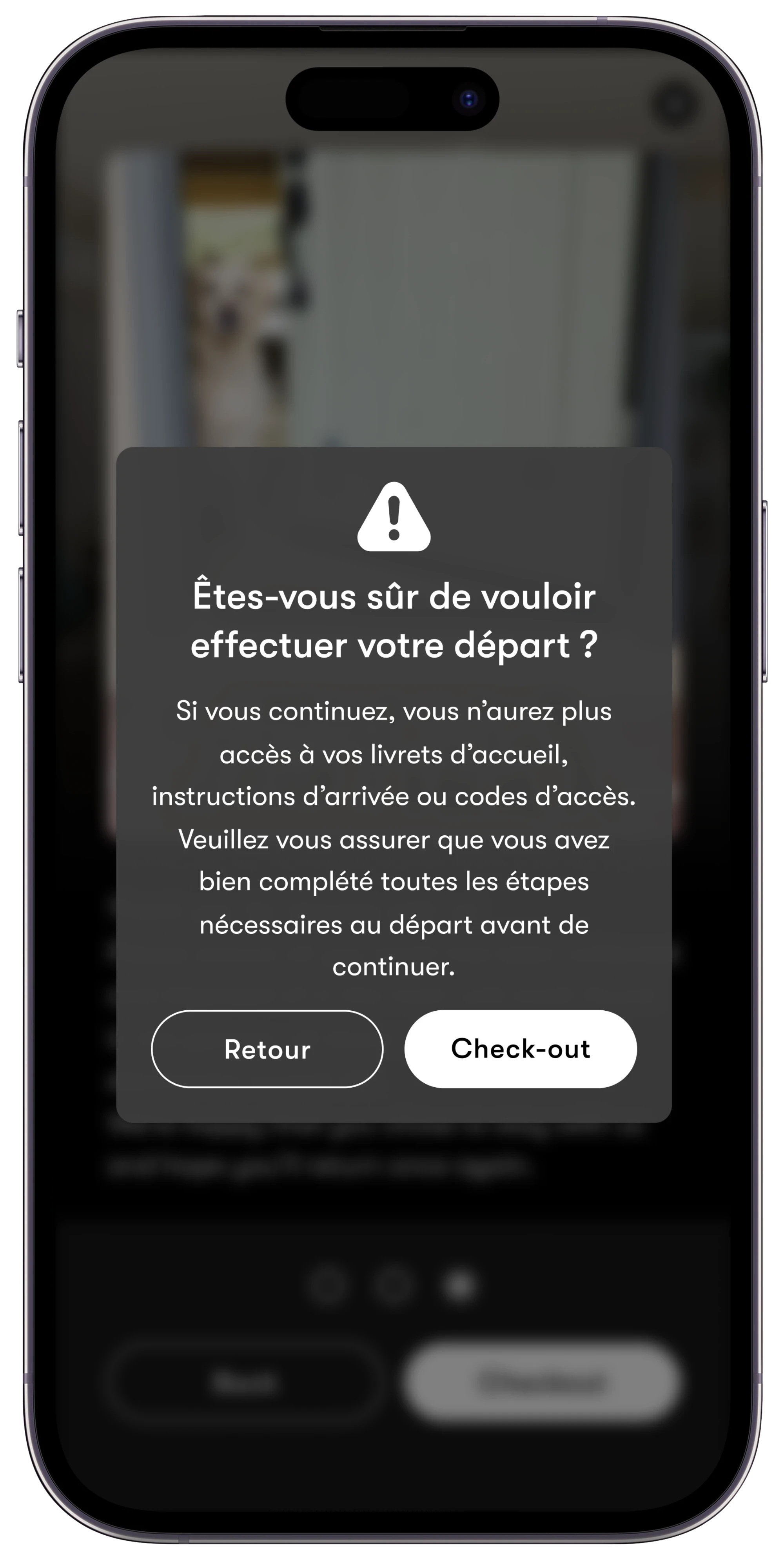 Checkout Warning Screen