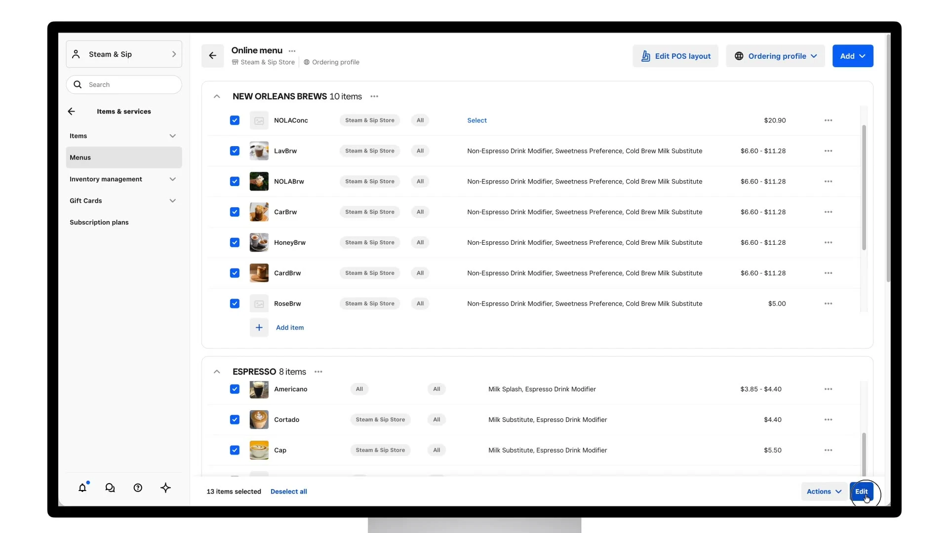 Items - Menus - Modifiers How to Bulk Edit Your Menus from Dashboard | A Step-By-Step Guide