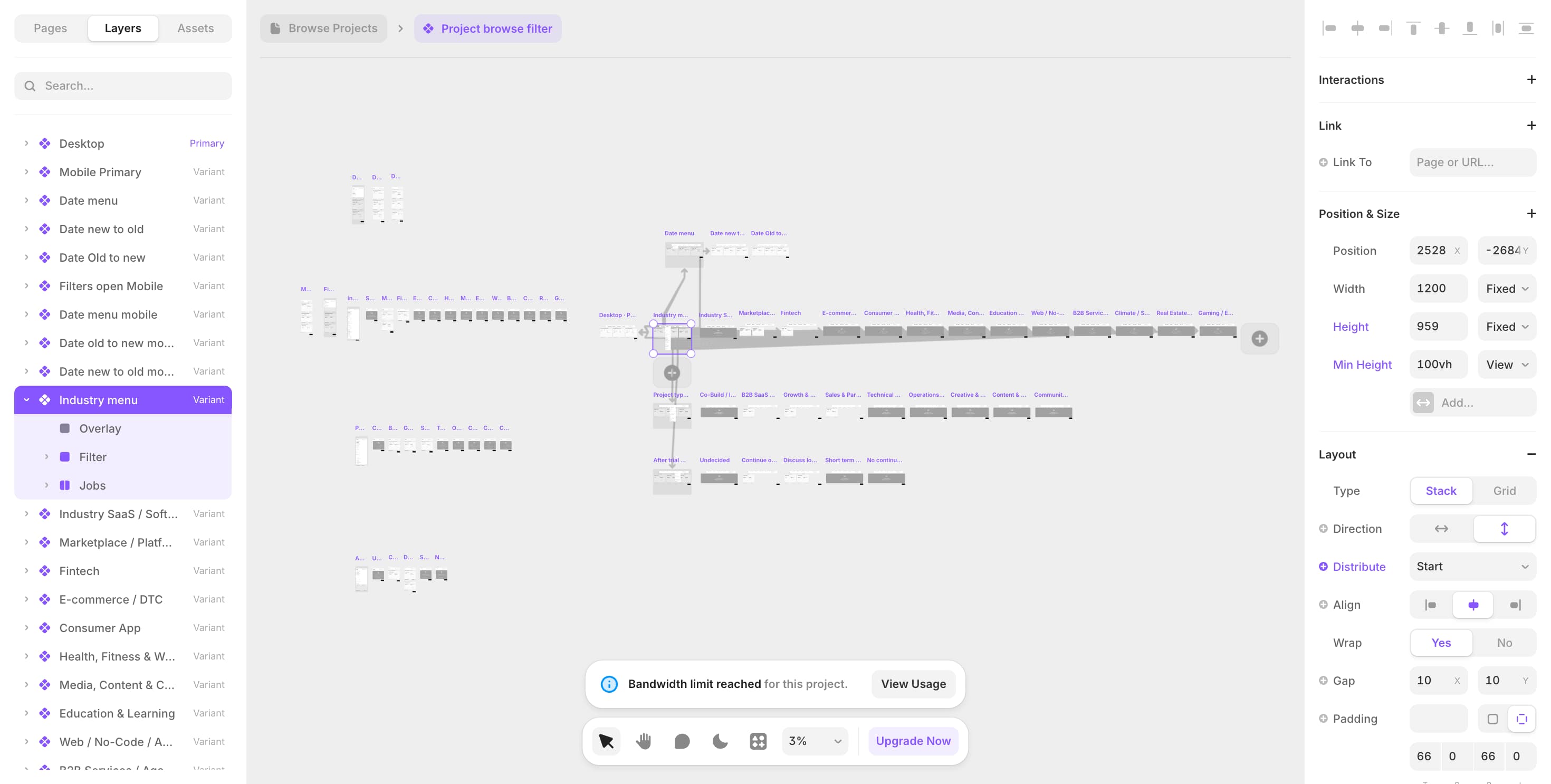 Screen shot of inside of framer component built by Noah Frummerin, this component is the backend of the filter system for CoBuildr.