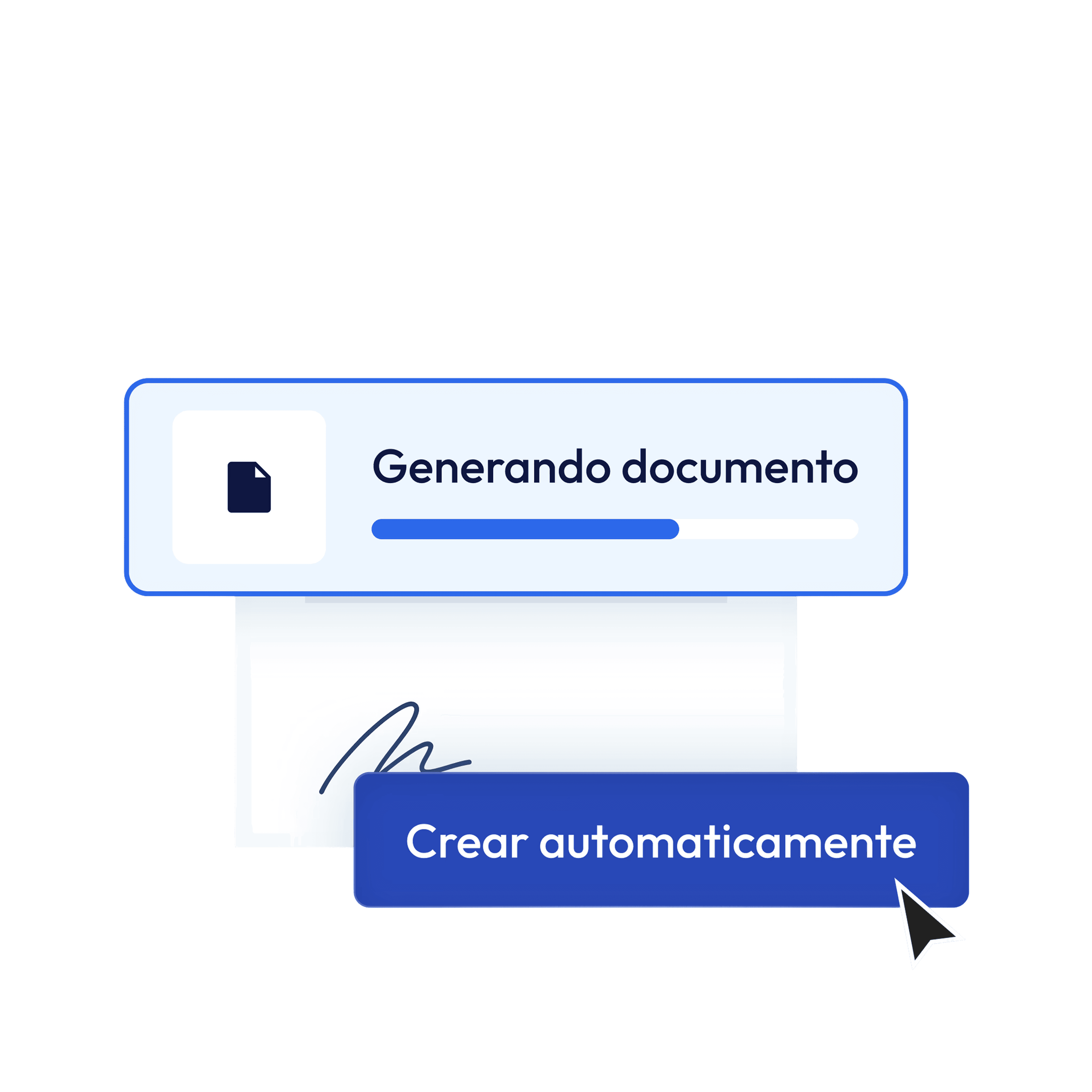 Document generation in progress, with a "create automatically" button.