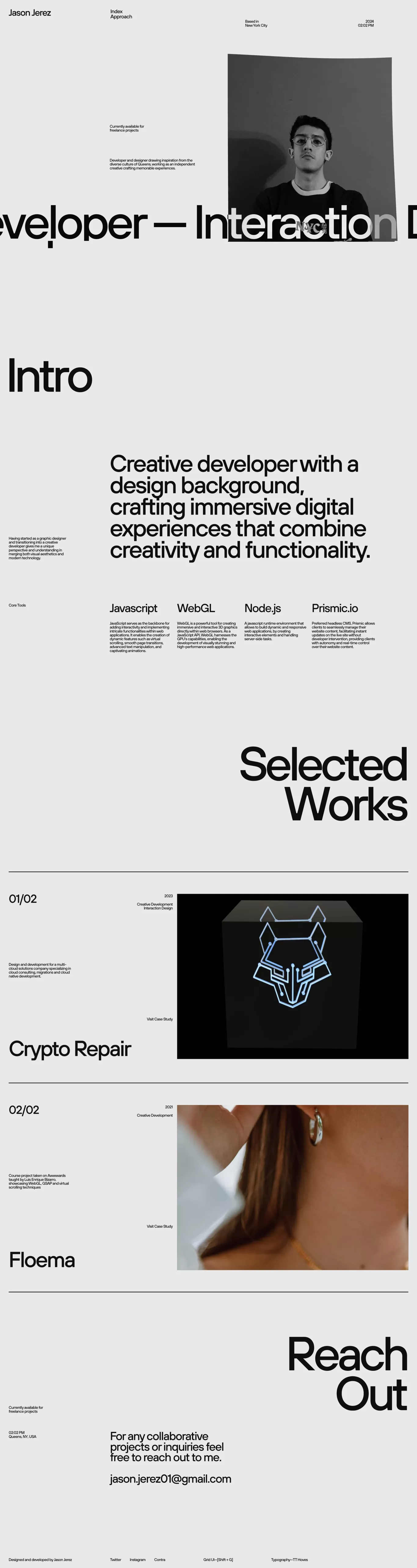 Jason Jerez portfolio page screenshot showcasing Tech design