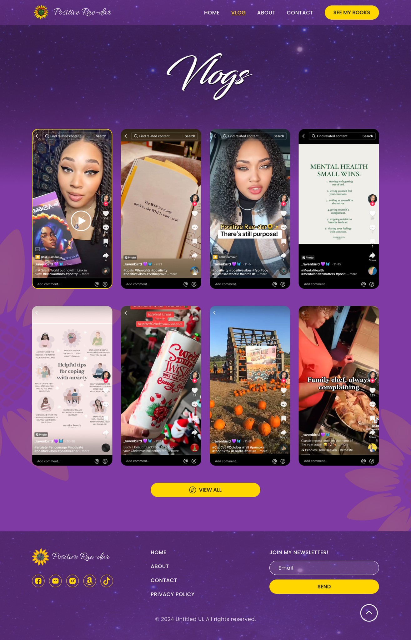 Vlogs Page (Desktop Version)