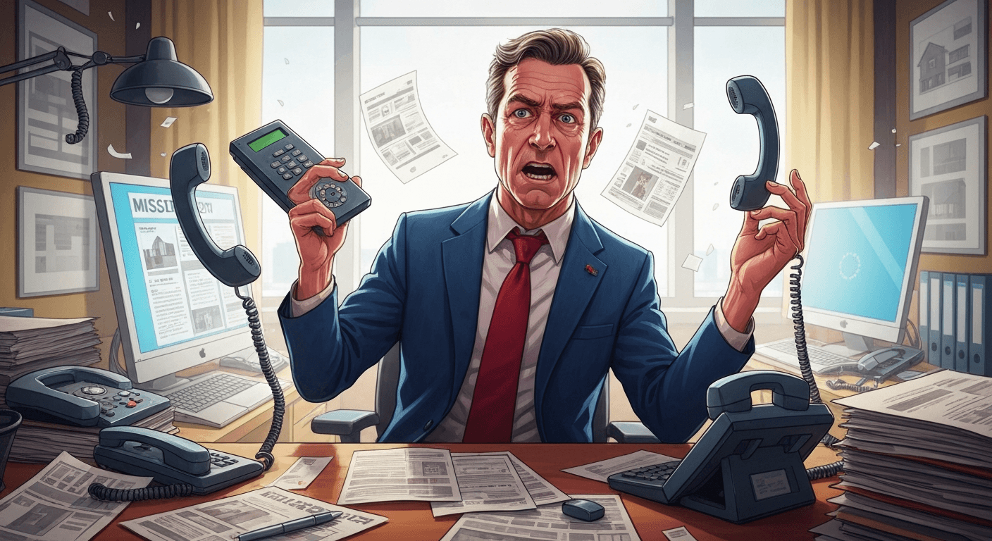 Real estate agent with many missed calls.