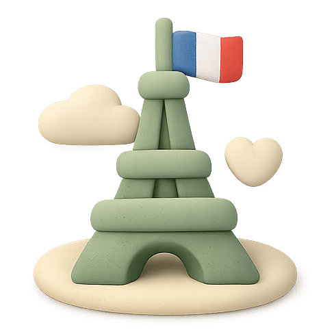 Eiffel Tower with Flag