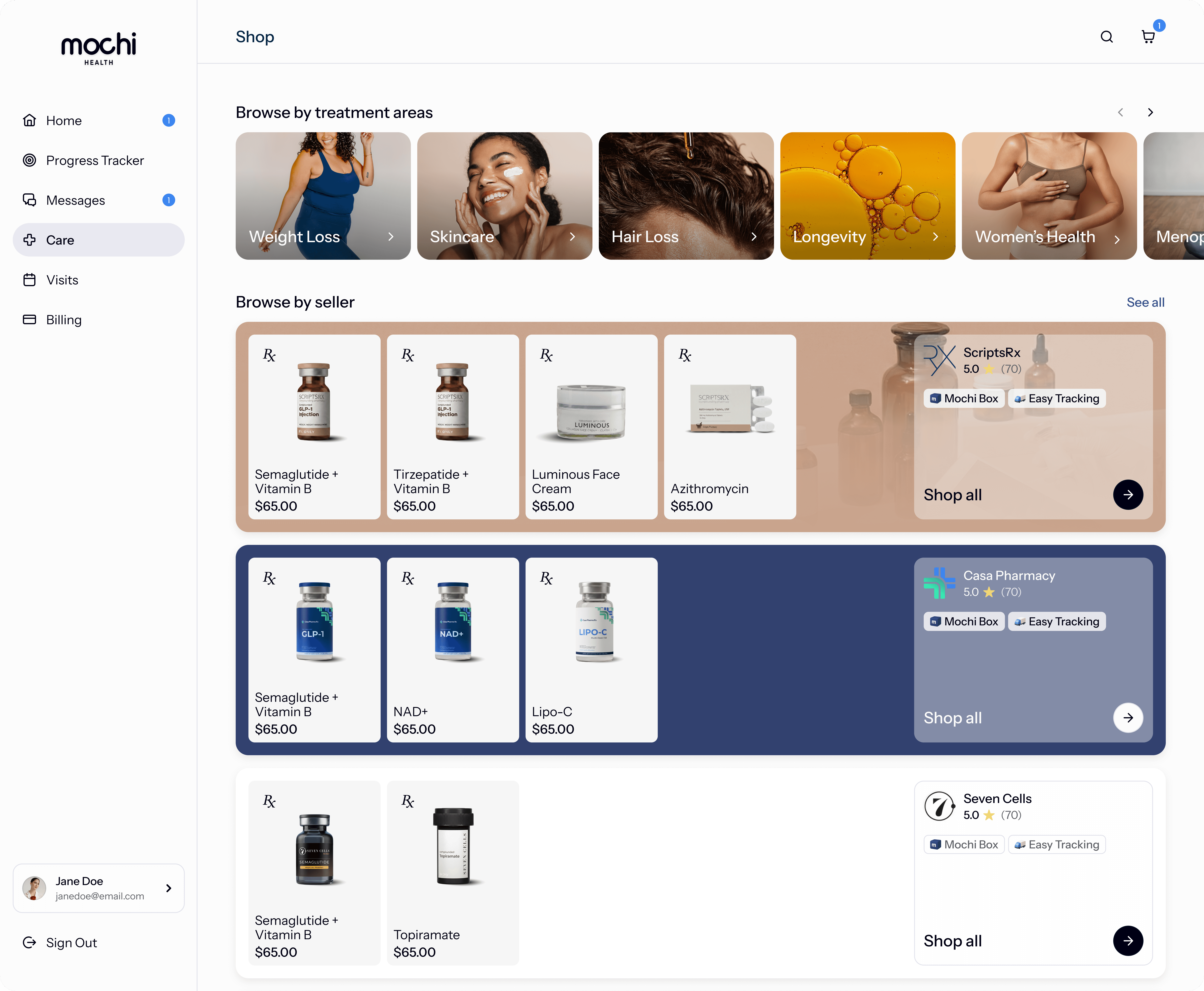 A marketplace where patients can browse by pharmacy