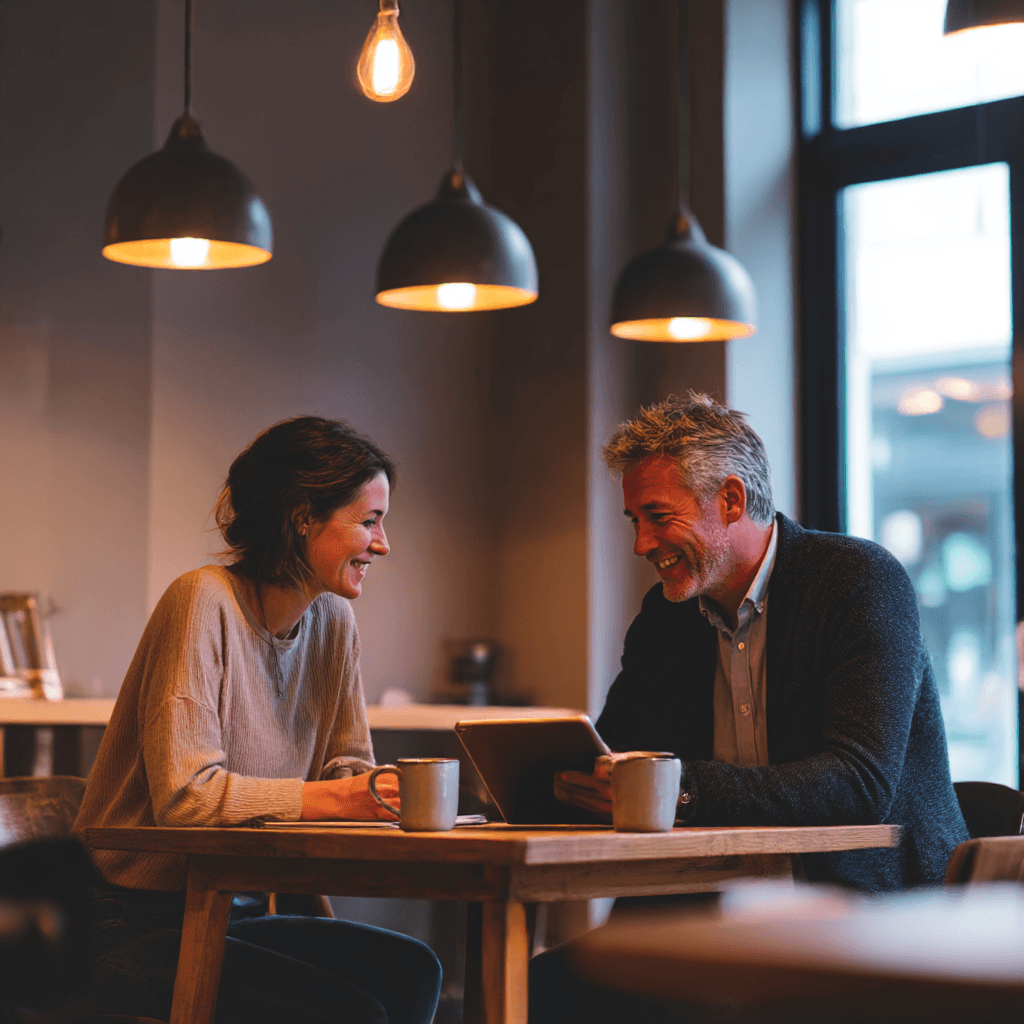 person opening notebook on brown wooden table
