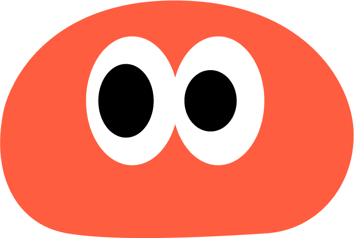 An orange-colored blob with two big eyes.