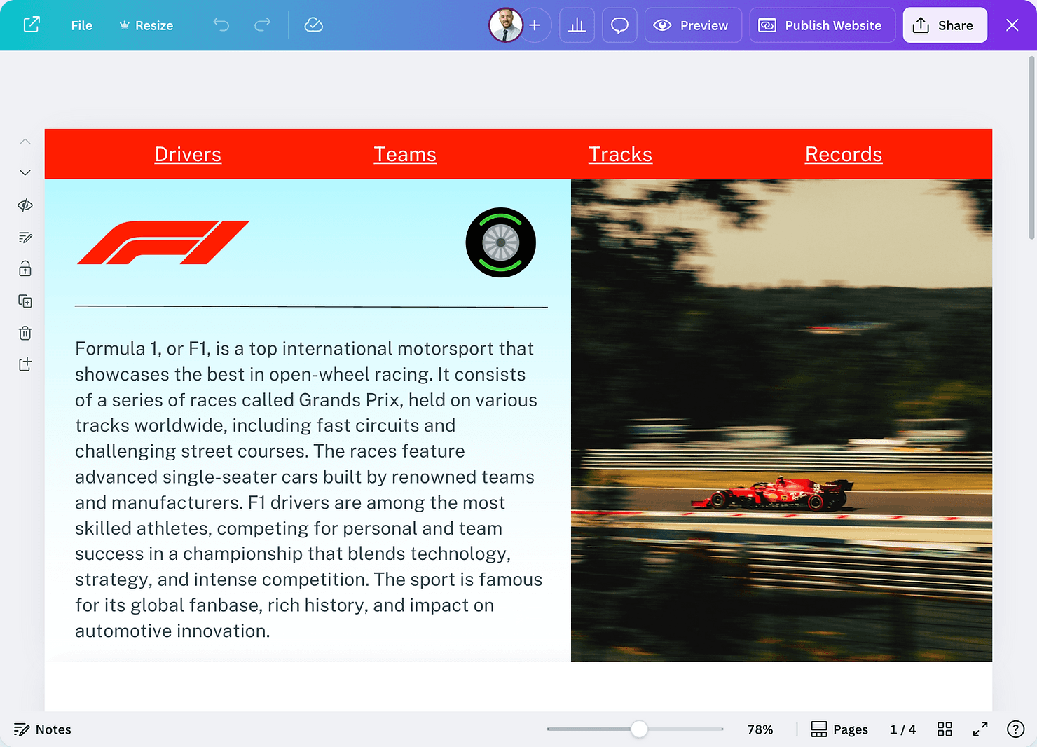 A menu bar on the home page will help users to navigate the site