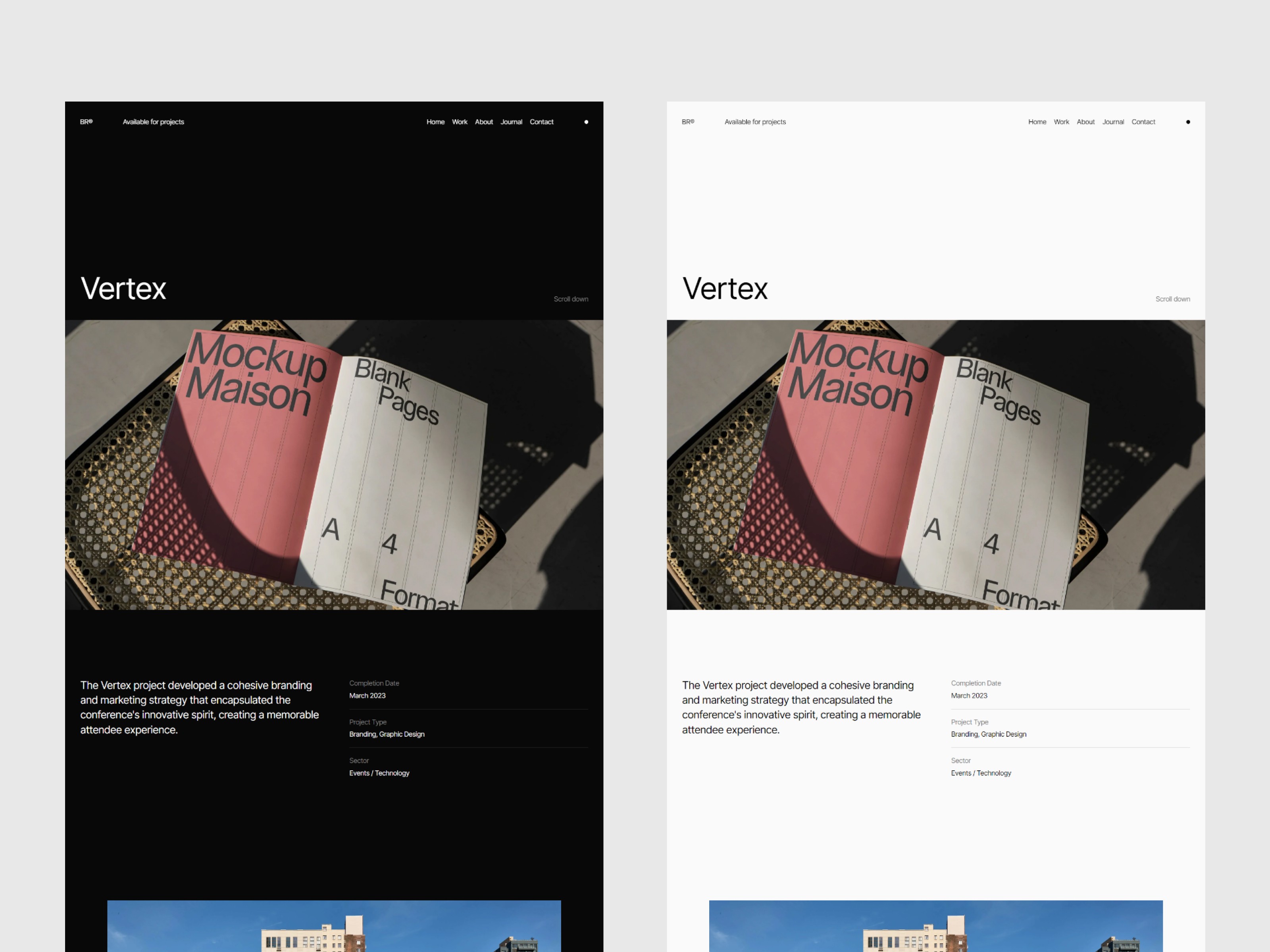 Bruce Framer portfolio template work page