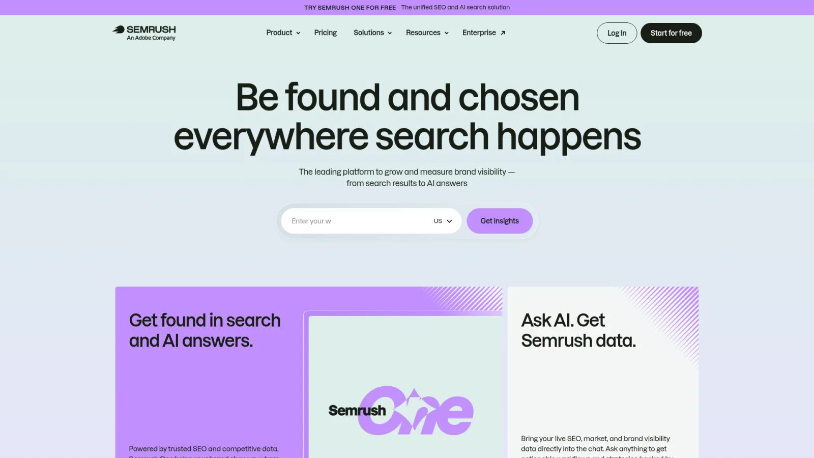Semrush local SEO platform homepage