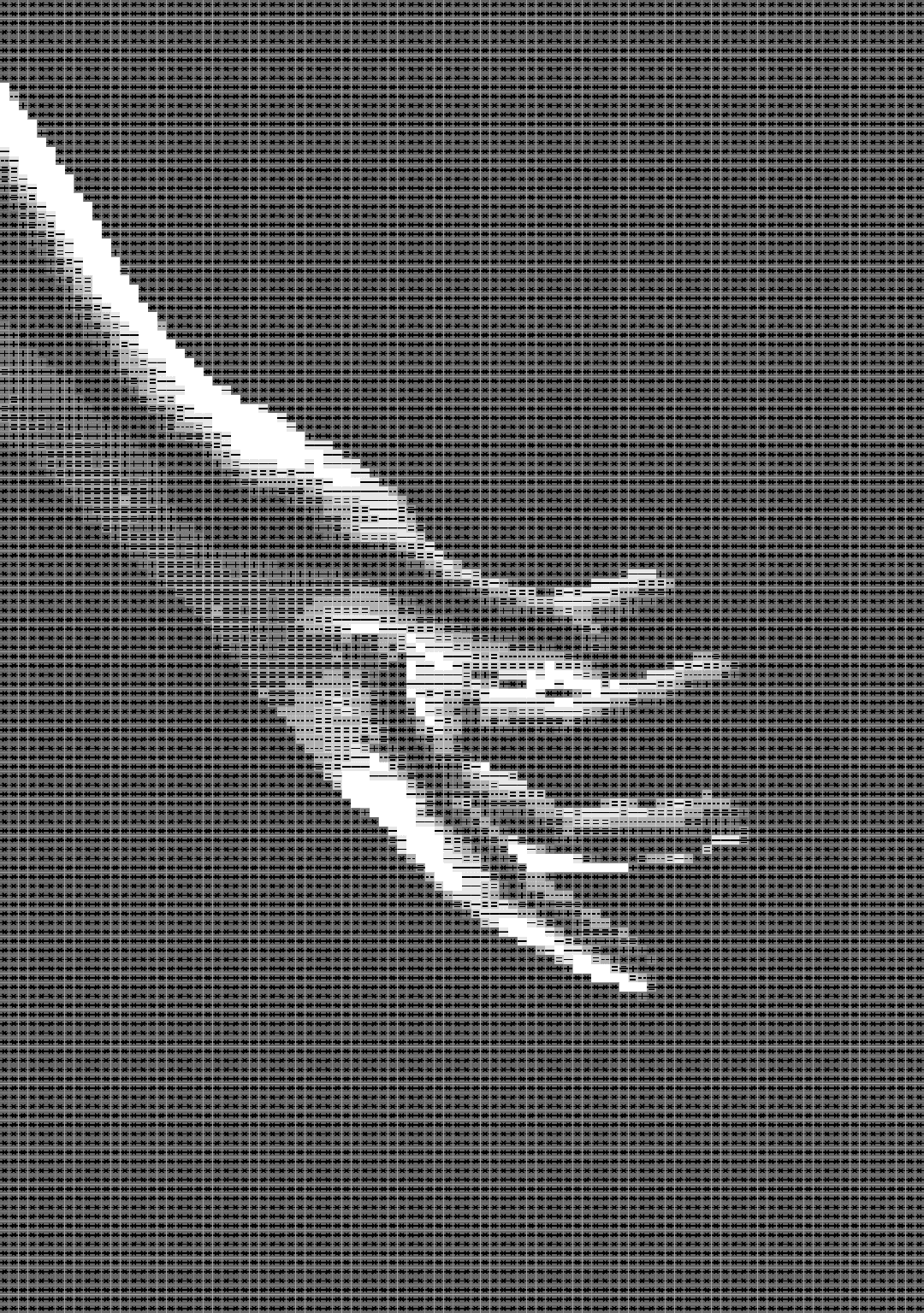 open hand ready to give something with a ASCII effect